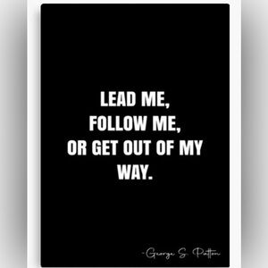 NWT•Black White Canvas Wall Art•George Patton Quote• 16”Wx 23.5” Motivational